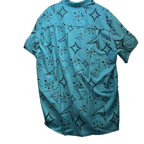 Royaura Men's Hawaiian Short Sleeve Button Up Shirt Size 2XL Blue - Picture 4 of 4